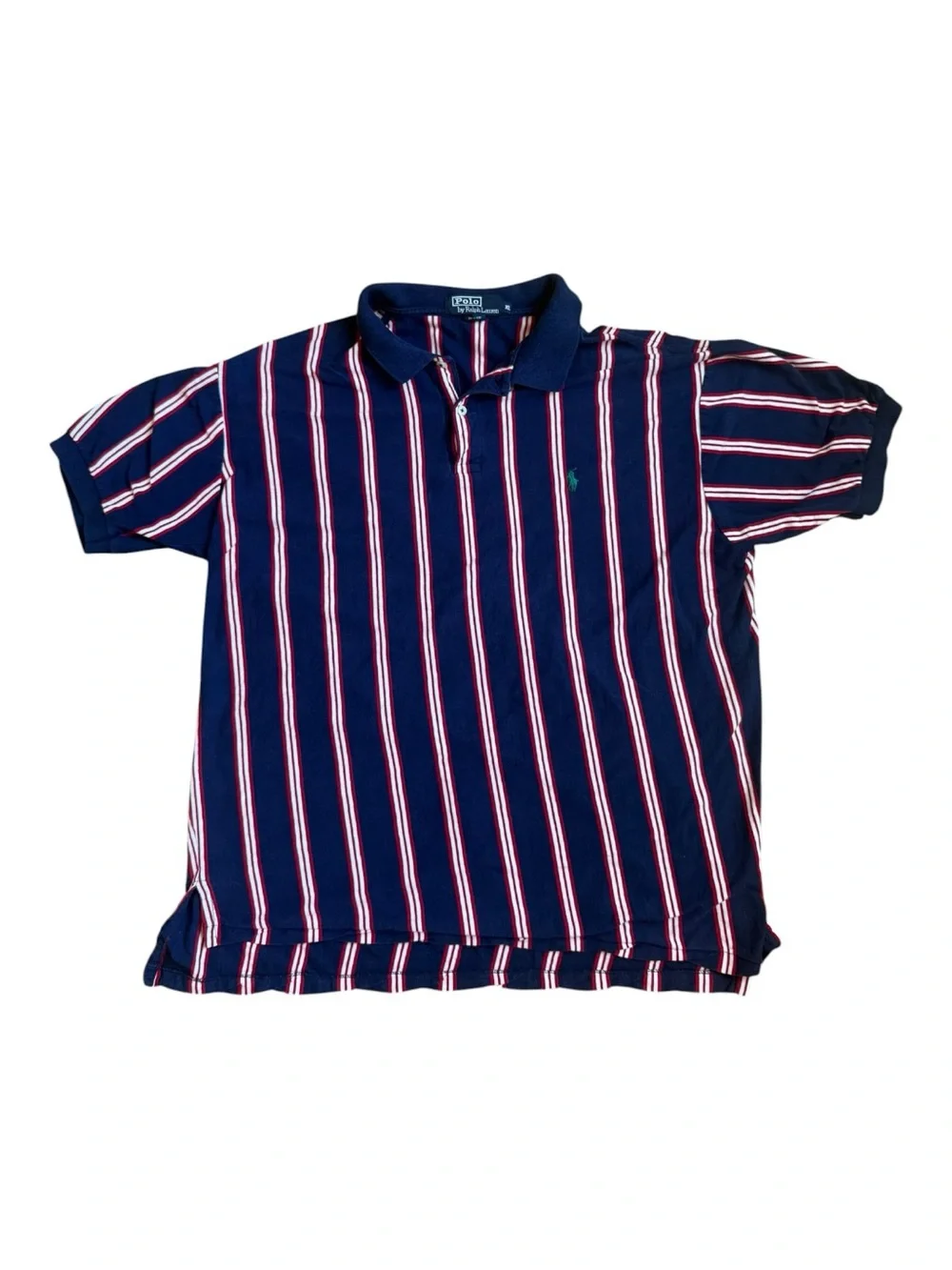 💥 Vintage Polo Ralph Lauren Vertical Stripe Polo Shirt | men’s XL | 90s - Picture 4 of 12